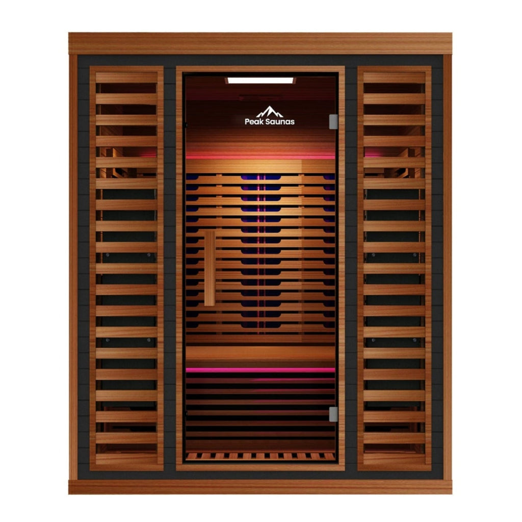 Peak Saunas Matterhorn 3-Person Full Spectrum Infrared Sauna with Built-In XL Medical-Grade Red Light Therapy & Smart WiFi App Control