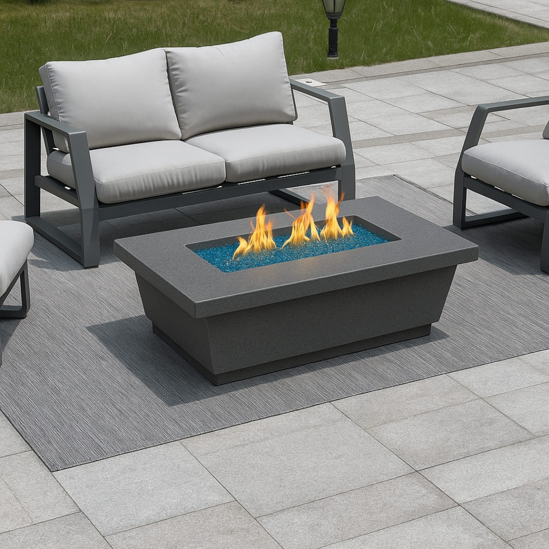 American Fyre Designs Contempo 52" Rectangular Fire Pit Table - Smoke Finish