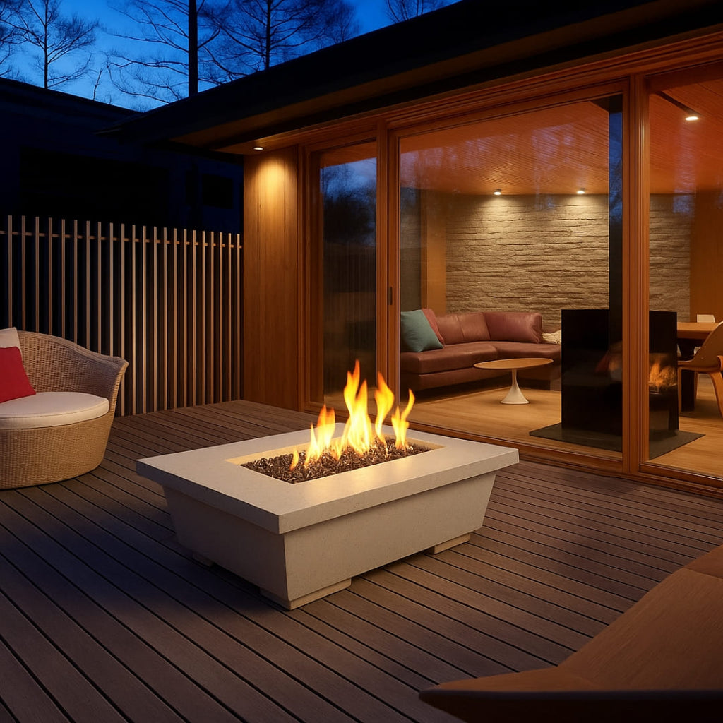 American Fyre Designs Contempo 52" Rectangular Fire Pit Table - Smoke Finish