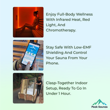 Load image into Gallery viewer, Peak Saunas Aspen 1-Person FAR Infrared Sauna with Smart WiFi App Control