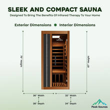 Load image into Gallery viewer, Peak Saunas Aspen 1-Person FAR Infrared Sauna with Smart WiFi App Control