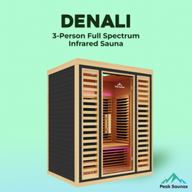 Peak Saunas Denali 3-Person Full Spectrum Infrared Sauna with Built-In XL Medical-Grade Red Light Therapy & Smart WiFi App Control