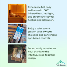 Load image into Gallery viewer, Peak Saunas Denali 3-Person Full Spectrum Infrared Sauna with Built-In XL Medical-Grade Red Light Therapy &amp; Smart WiFi App Control