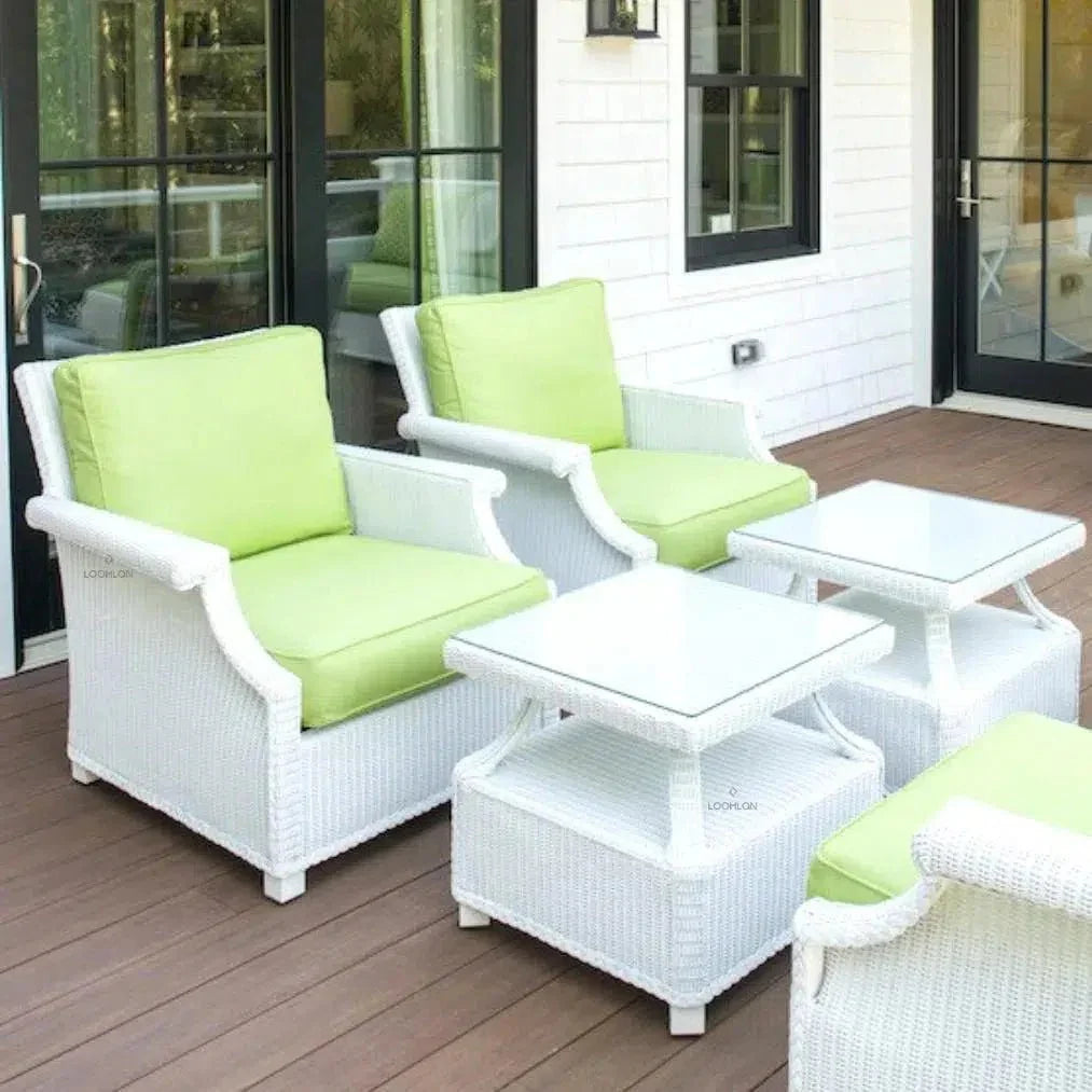 Hamptons Square End Table with Glass by Lloyd Flanders