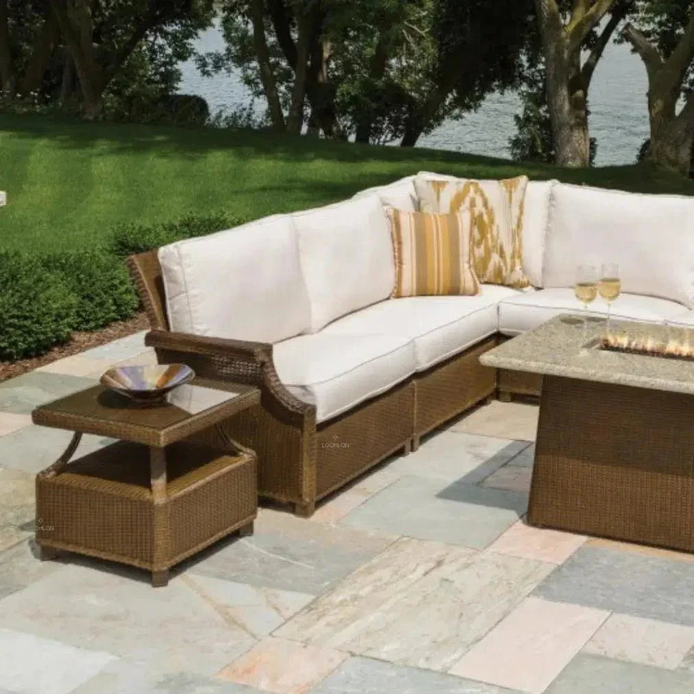 Hamptons Square End Table with Glass by Lloyd Flanders