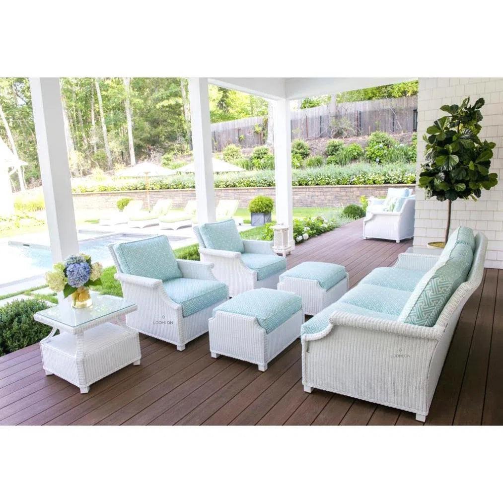Hamptons Square End Table with Glass by Lloyd Flanders