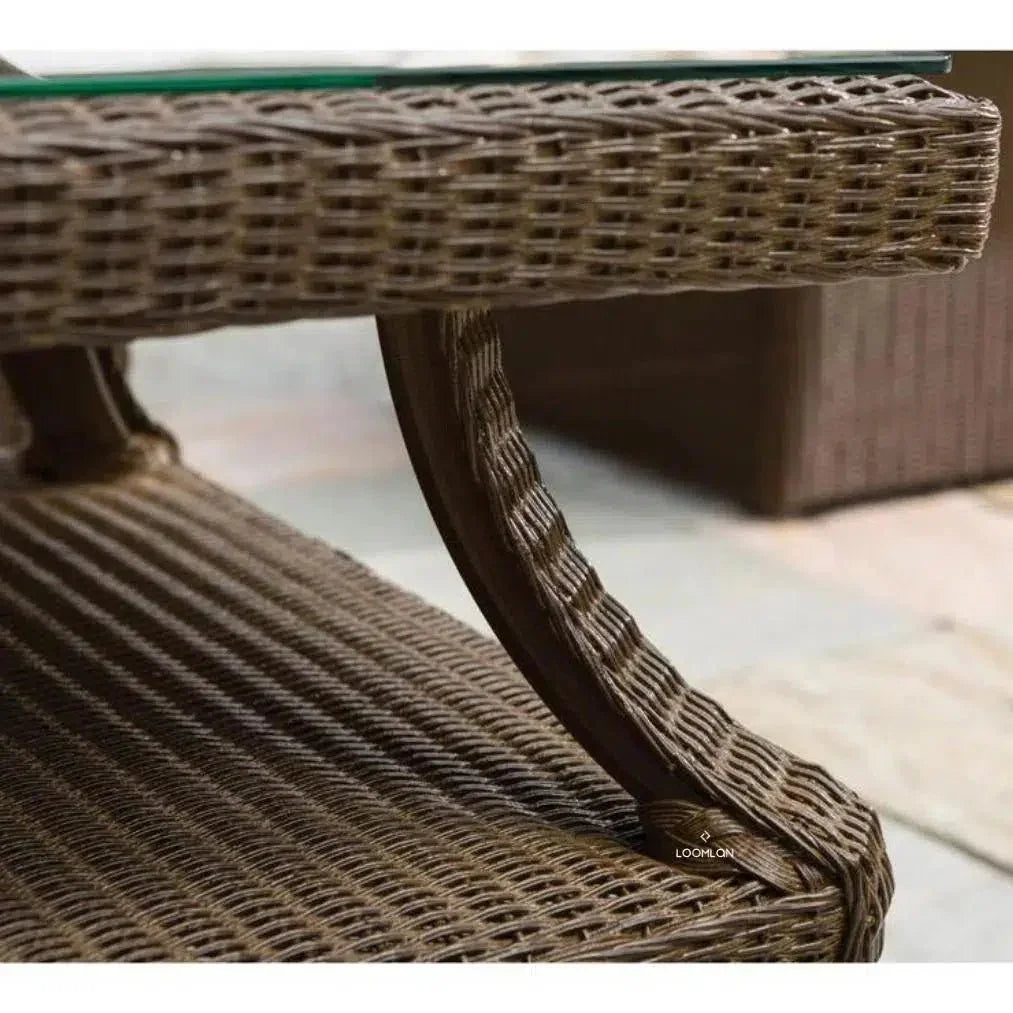 Hamptons Square End Table with Glass by Lloyd Flanders