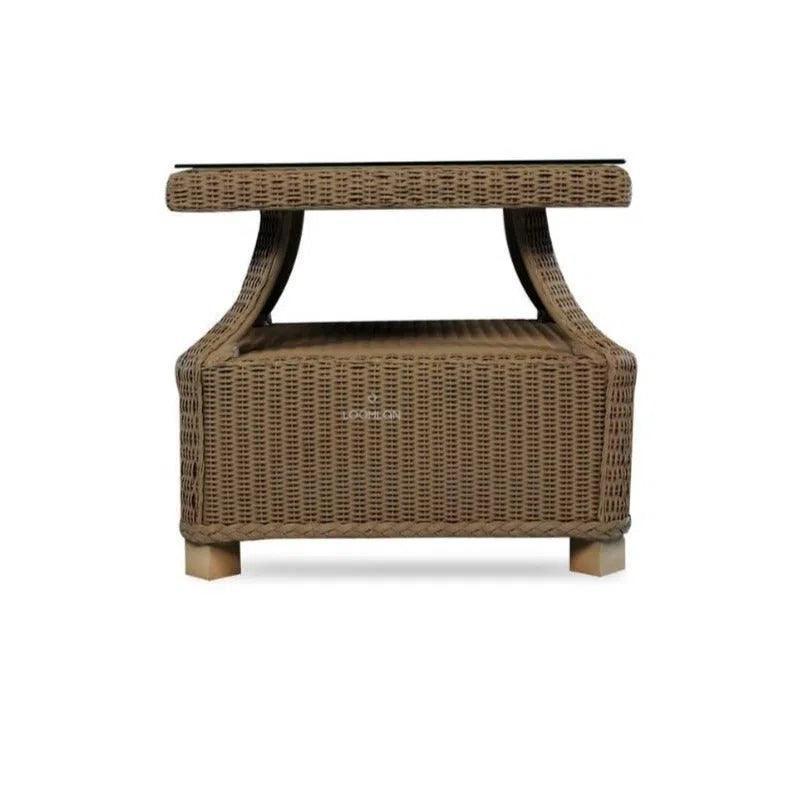Hamptons Square End Table with Glass by Lloyd Flanders