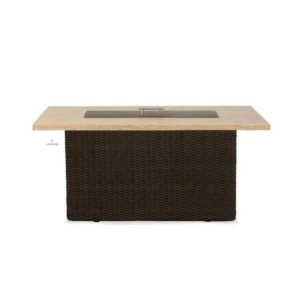 Mesa 50" Rectangular Fire Table — Light Travertine