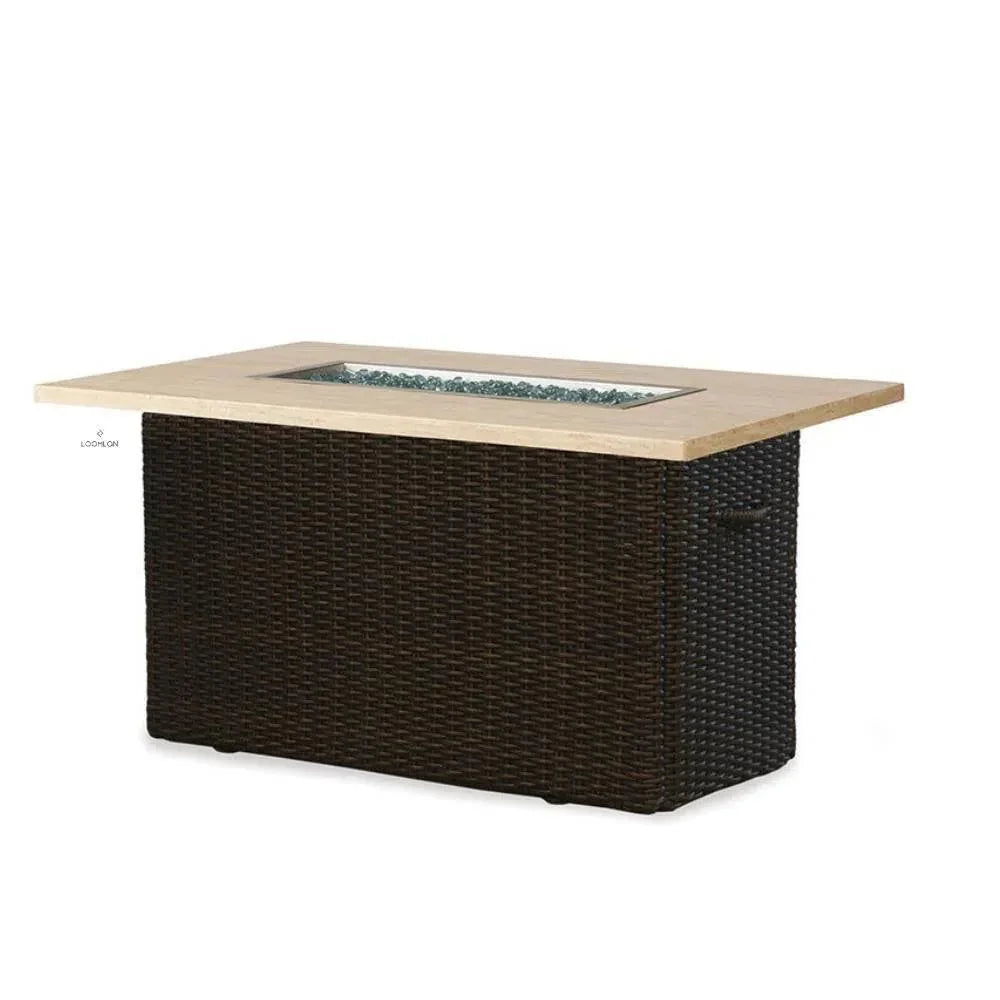 Mesa 50" Rectangular Fire Table — Light Travertine
