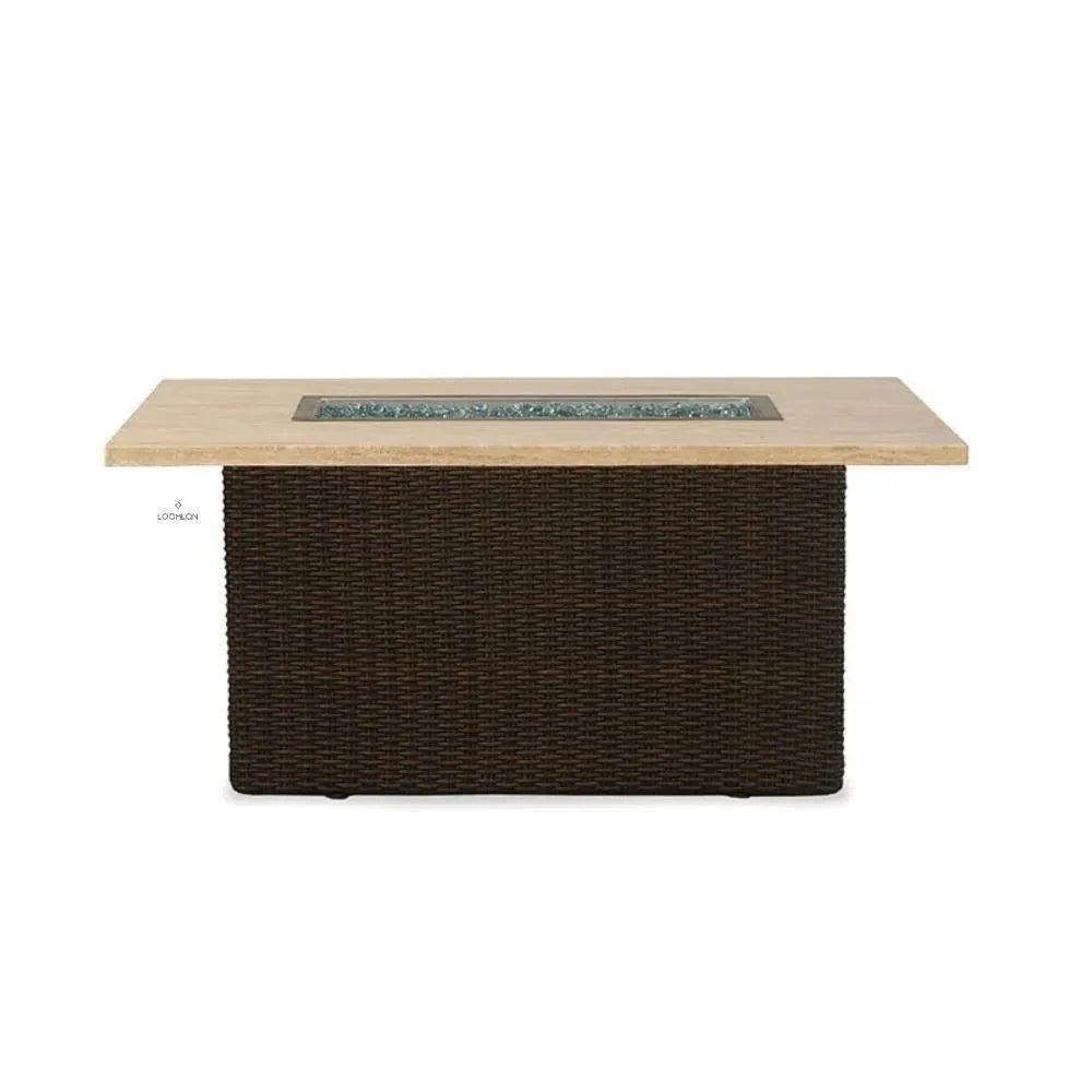 Mesa 50" Rectangular Fire Table — Light Travertine