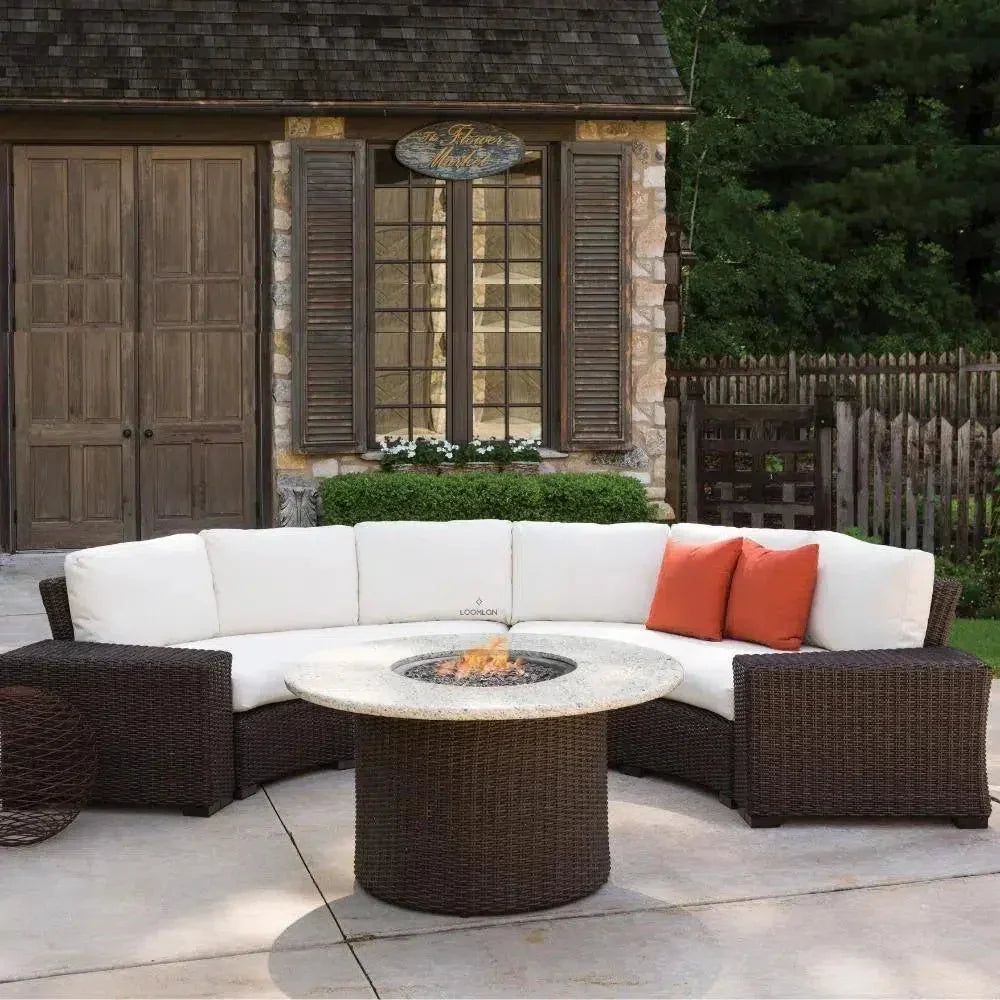 Mesa 48" Round Fire Table — Light Travertine by Lloyd Flanders
