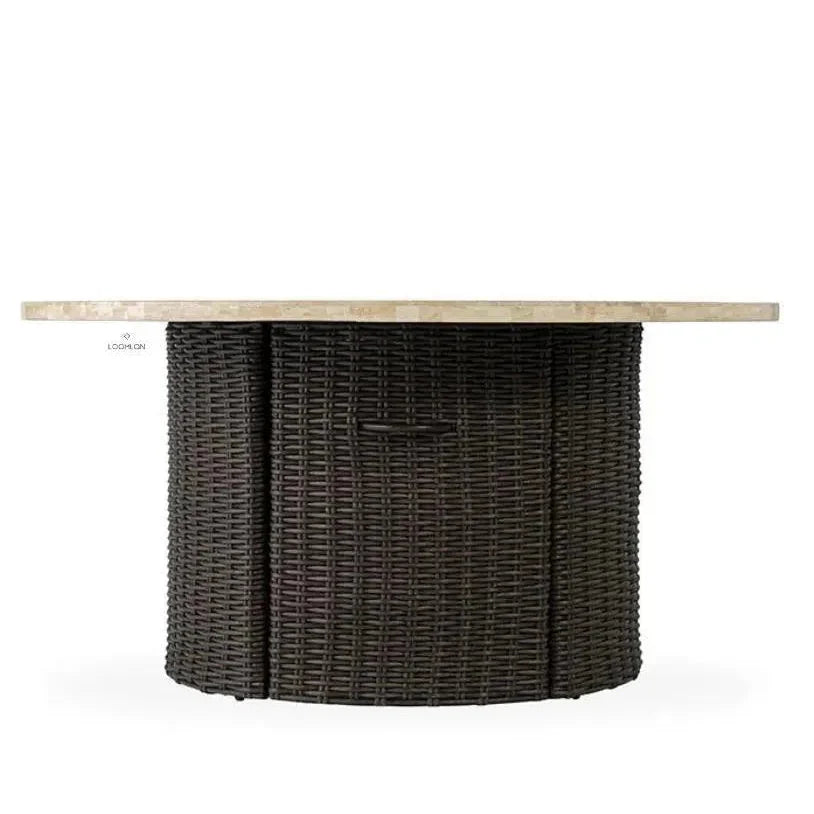 Mesa 48" Round Fire Table — Light Travertine by Lloyd Flanders