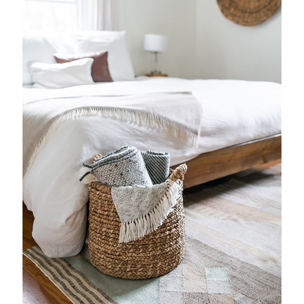 Elysian Chunky Gray Weave Alpaca Throw