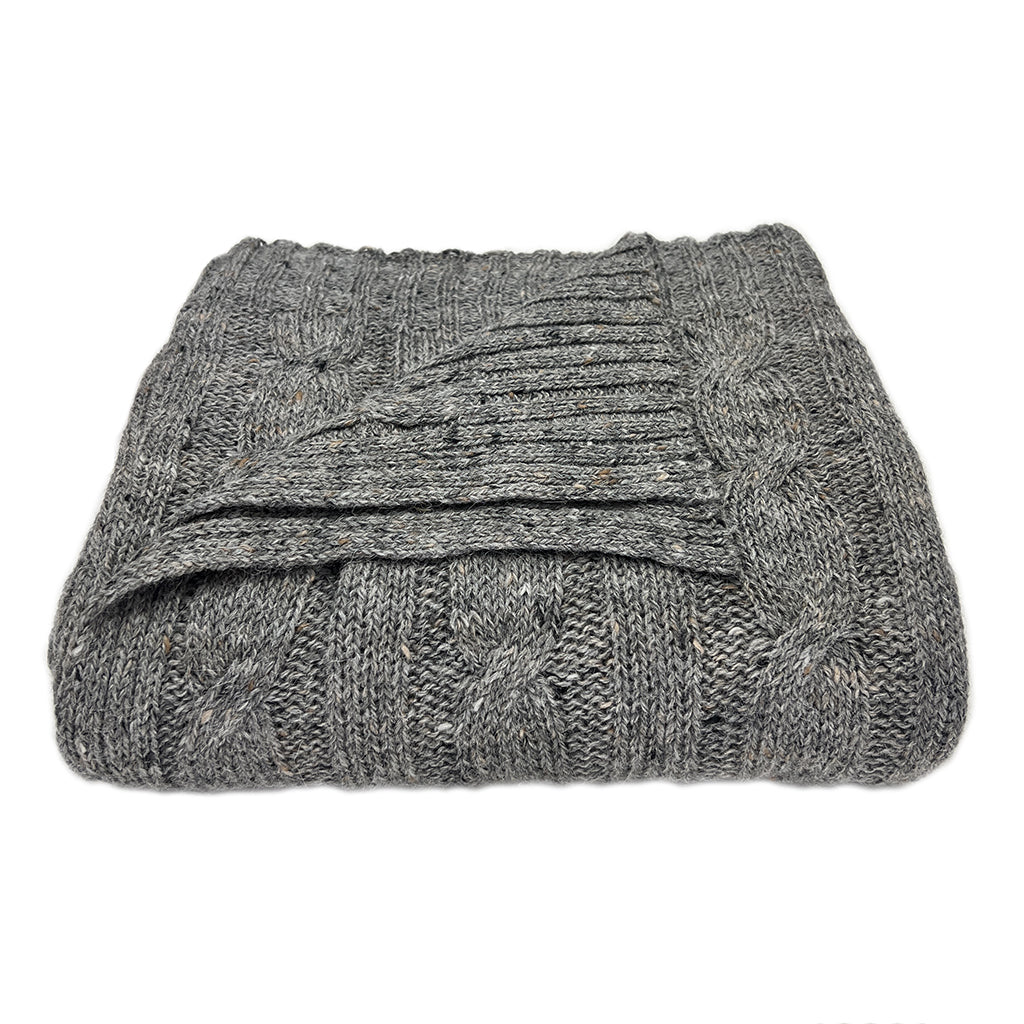 Elysian Smoke Gray Cable Knit Alpaca Throw