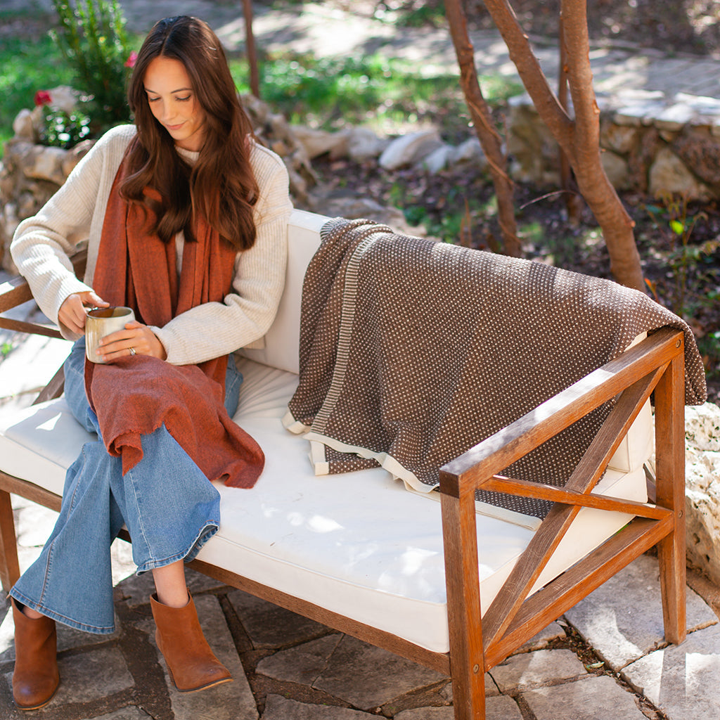 Elysian Cocoa Dot Reversible Alpaca Throw