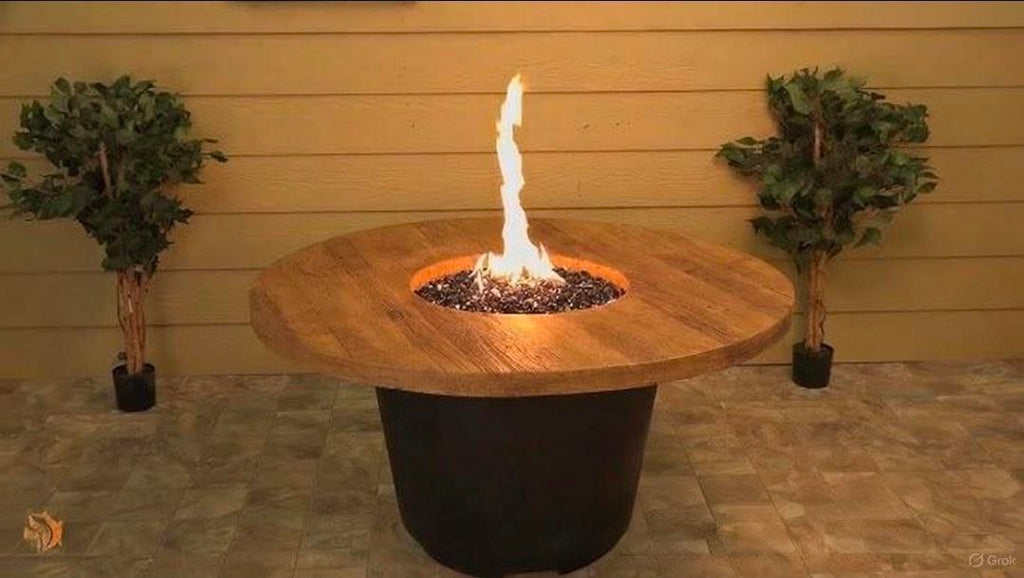 American Fyre Designs Cosmopolitan 48" Round French Barrel Oak Fire Table