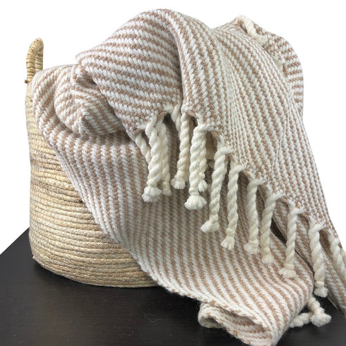 Elysian Camel Stripe Hand-Knit Alpaca Throw