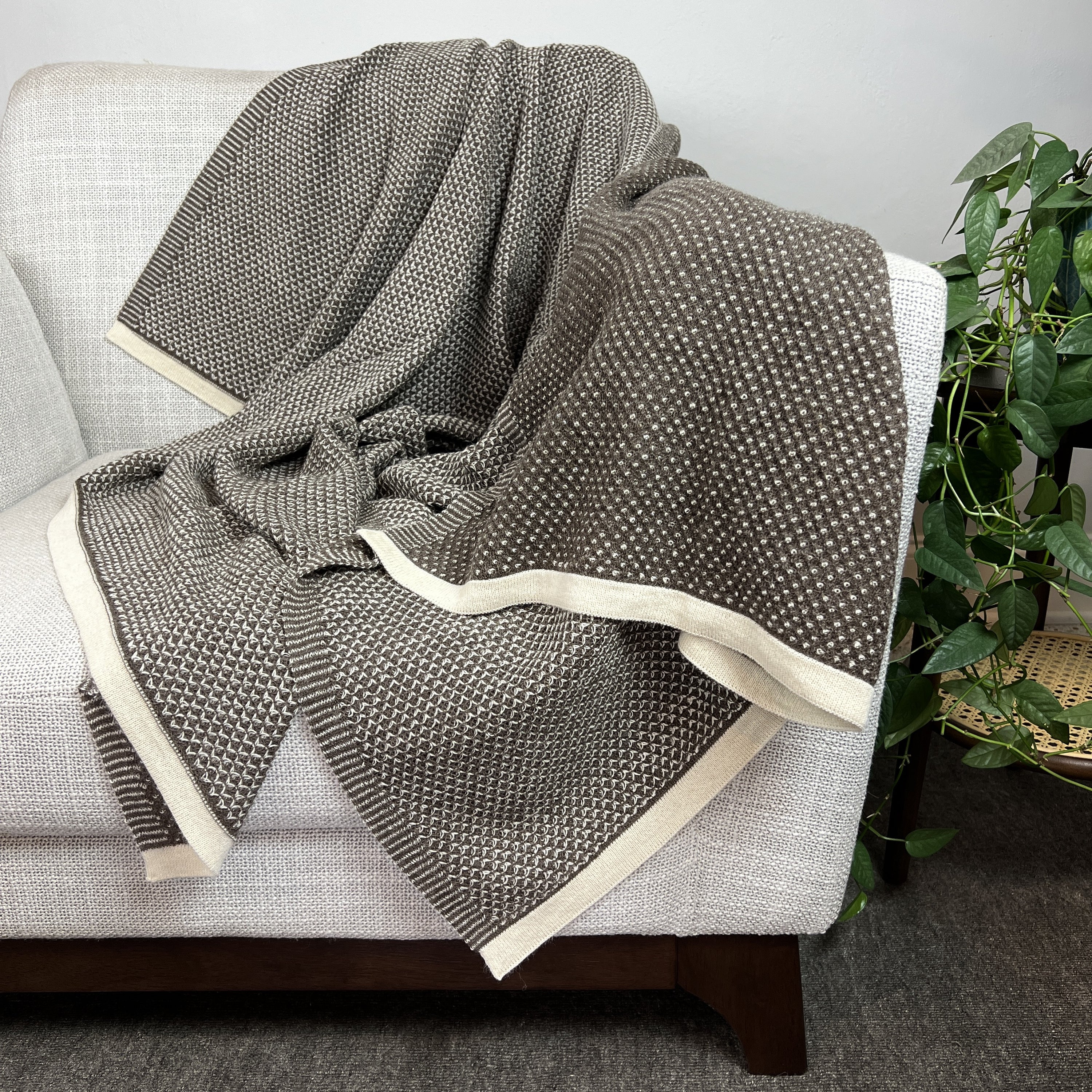Elysian Cocoa Dot Reversible Alpaca Throw