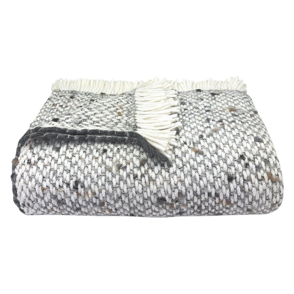 Elysian Chunky Gray Weave Alpaca Throw