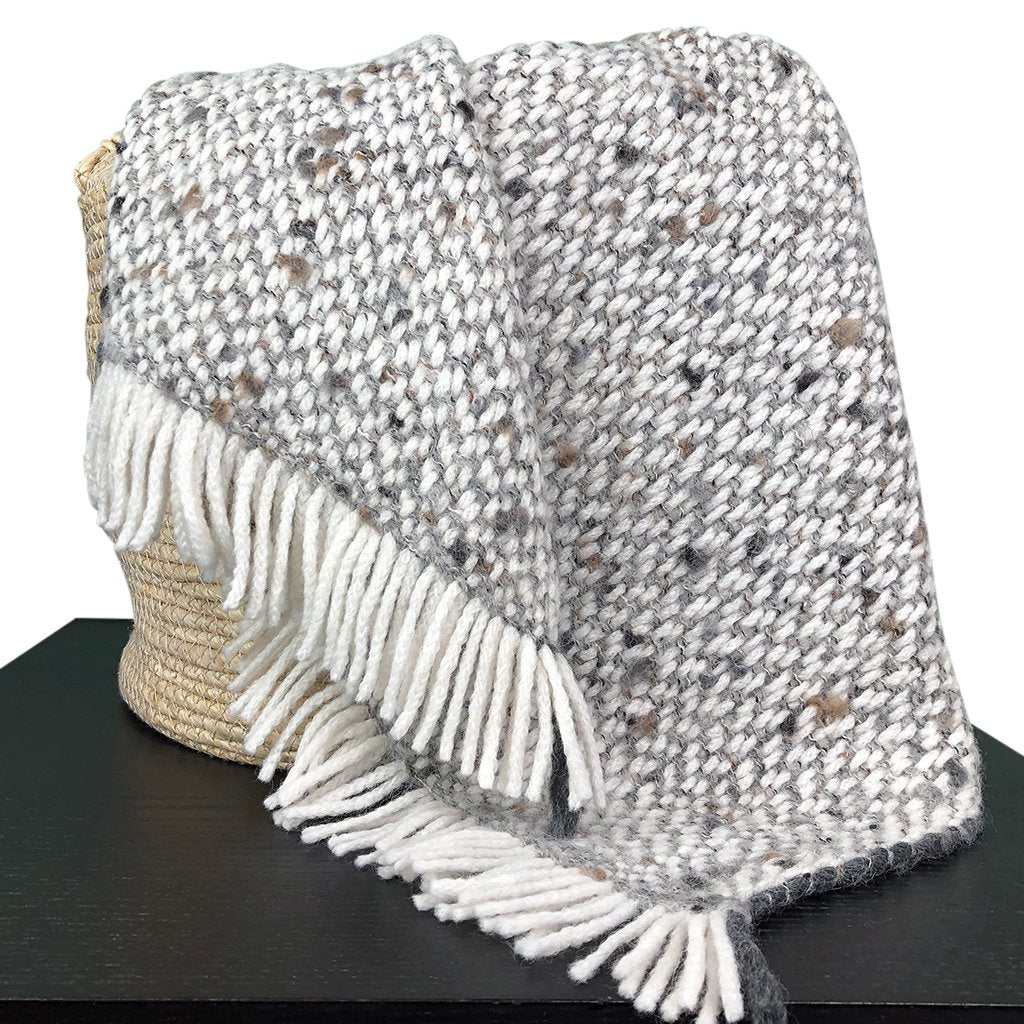 Elysian Chunky Gray Weave Alpaca Throw
